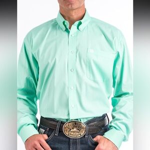 Cinch Mint Green Solid Long Sleeve Button DownWestern Shirt Men’s Medium / Rodeo